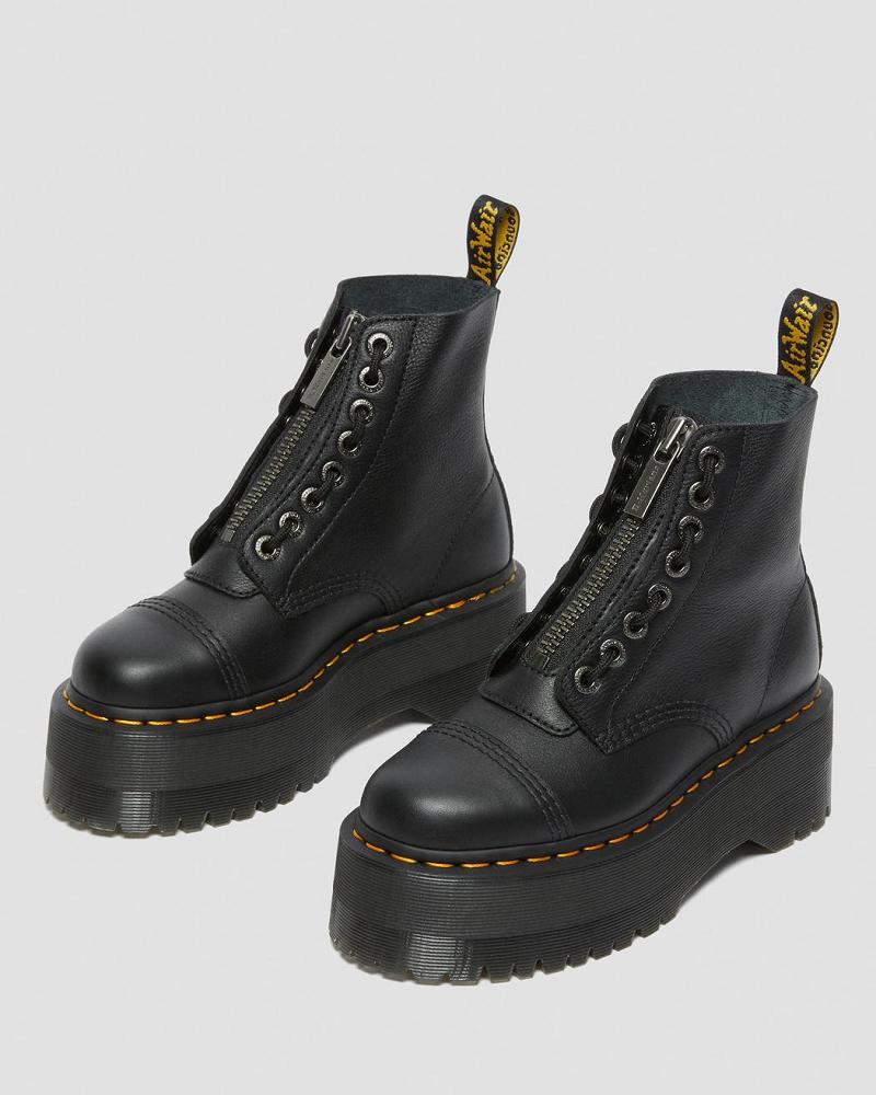 Botas Plataforma Dr Martens Sinclair Max Pisa Cuero Mujer Negros | MX 526UZG